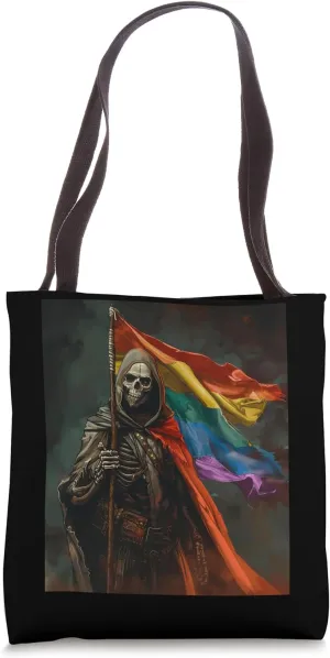 Grim Reaper with Rainbow Flag Tote Bag