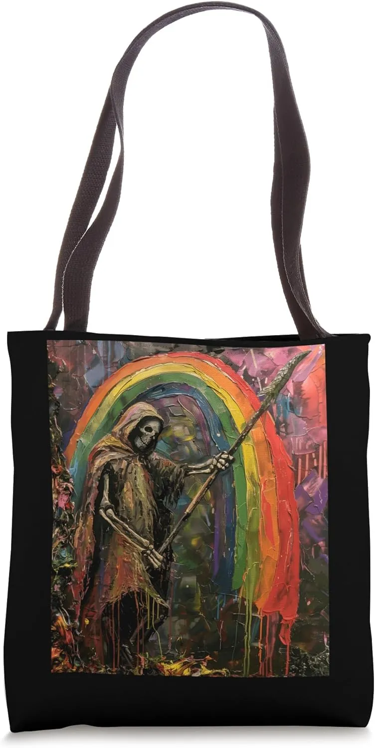 Grim Reaper with Rainbow Flag Tote Bag