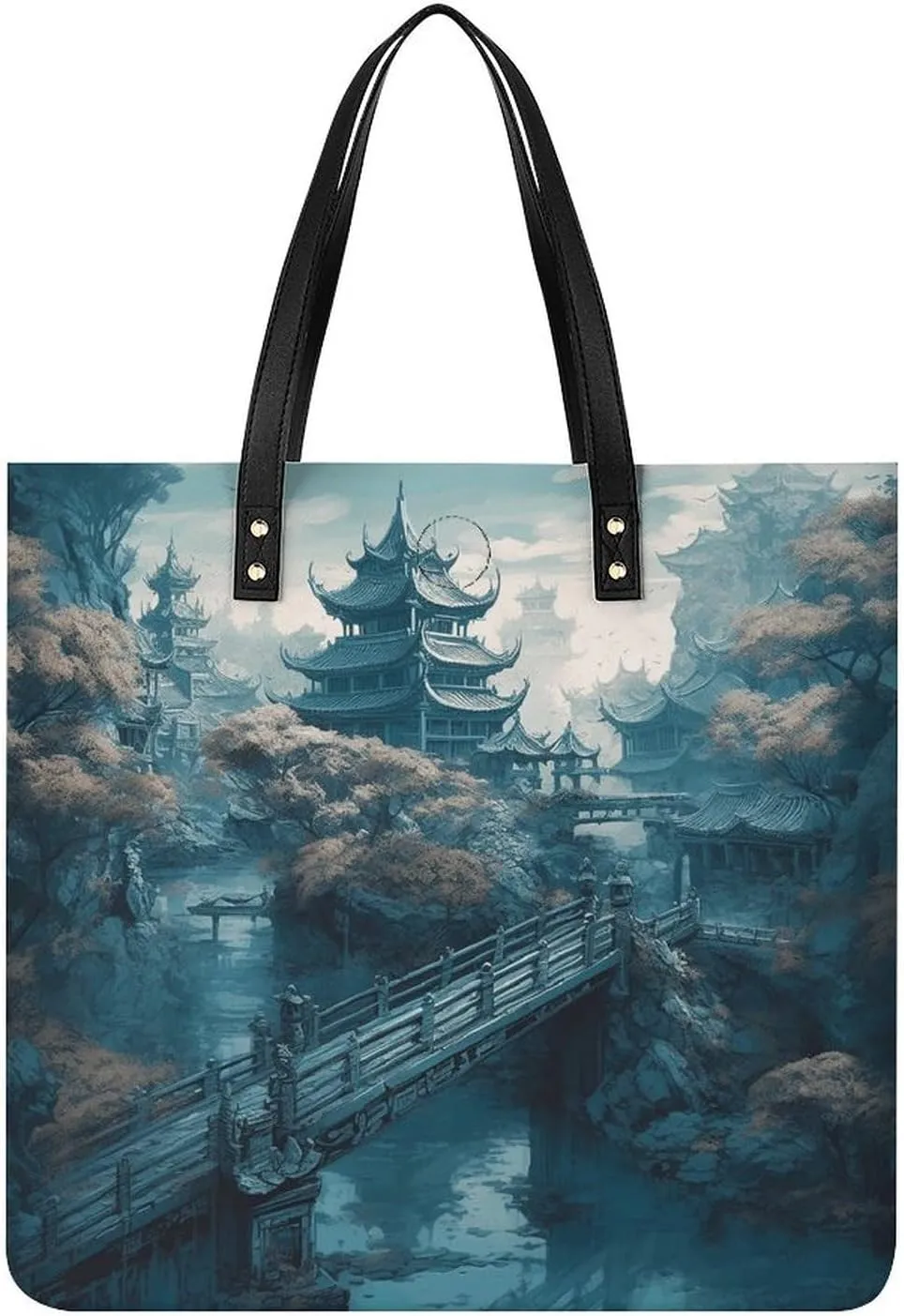 Grocery Bags Asian Style Painting Bag for Women Lightweight Beach Bag Shoulder Bags for Travel Shopping Work Handbag