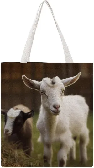 Grocery Bags Cute Goat Bag for Women Lightweight Beach Bag Shoulder Bags for Travel Shopping Work Handbag