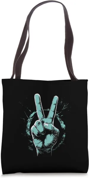 Grunge Peace Hand Sign Retro Street Art Victory Gesture Tote Bag