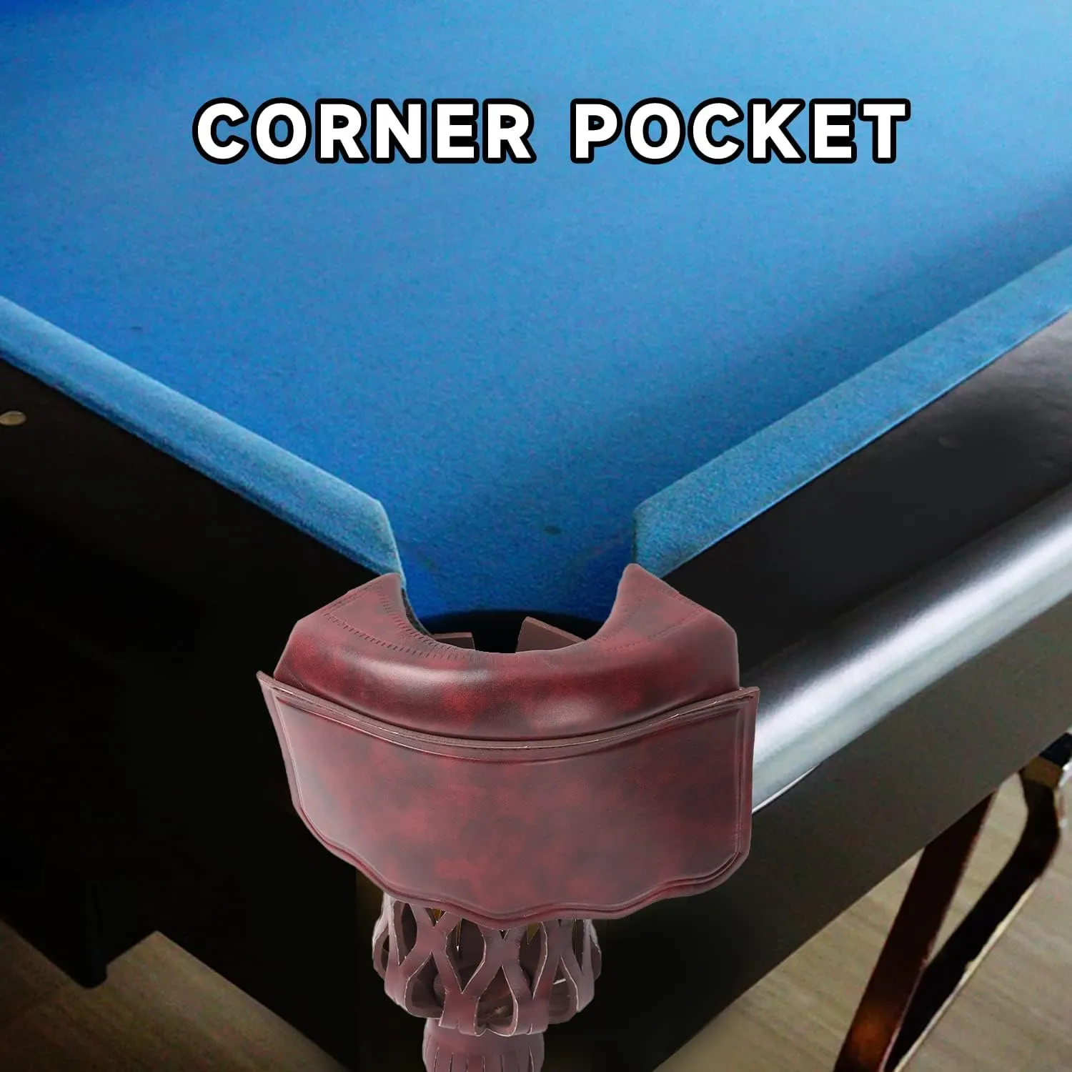 GSE Games & Sports Expert Set of 6 Heavy Duty PU Leather Billiard Pool Table Pockets, Billiard Pool Table Accessories (Several Colors & Styles Available)