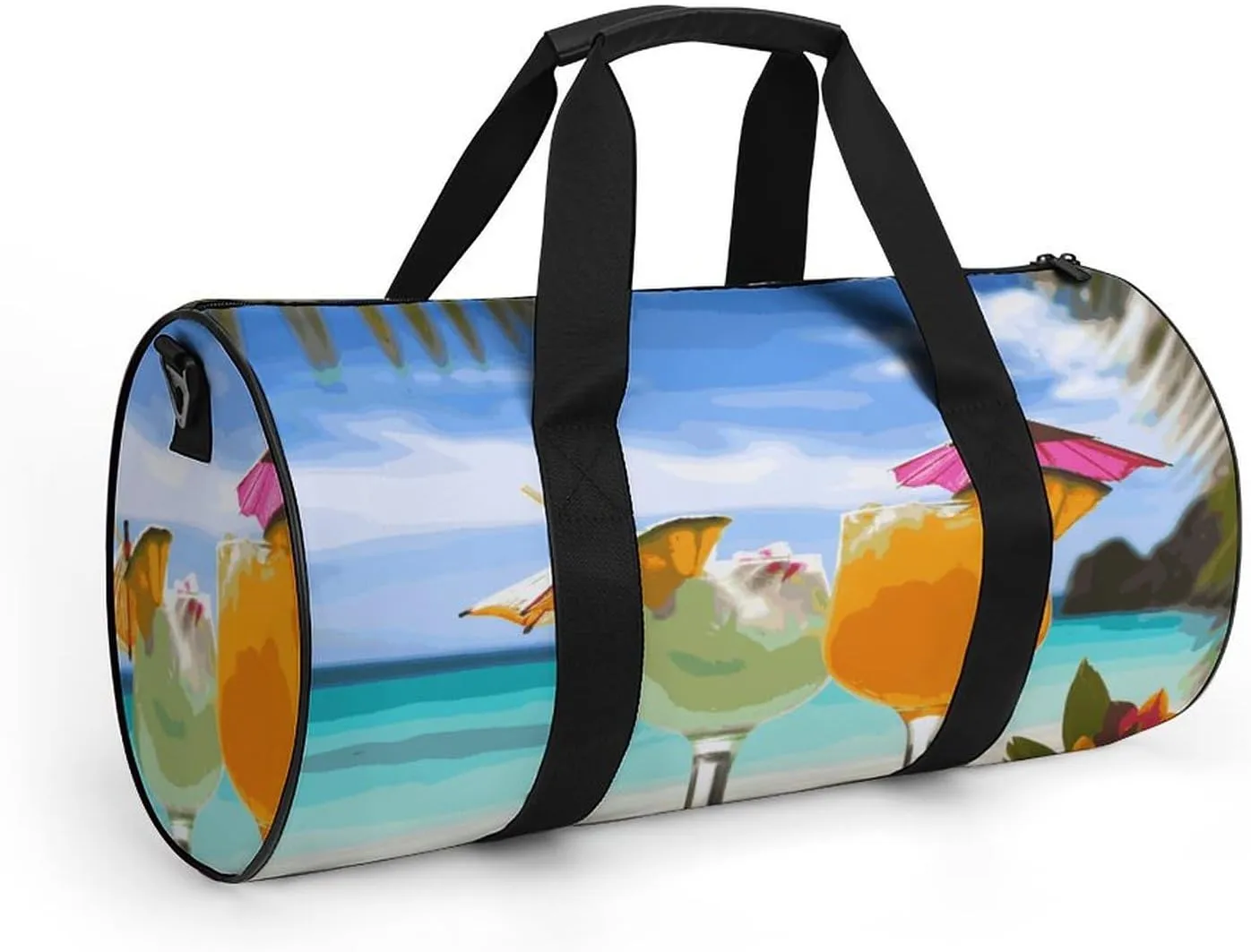 Gym Bag for Men Women Tropical Beach Drink Duffel Bag Overnight Bag with Compartment Gym Sackpac