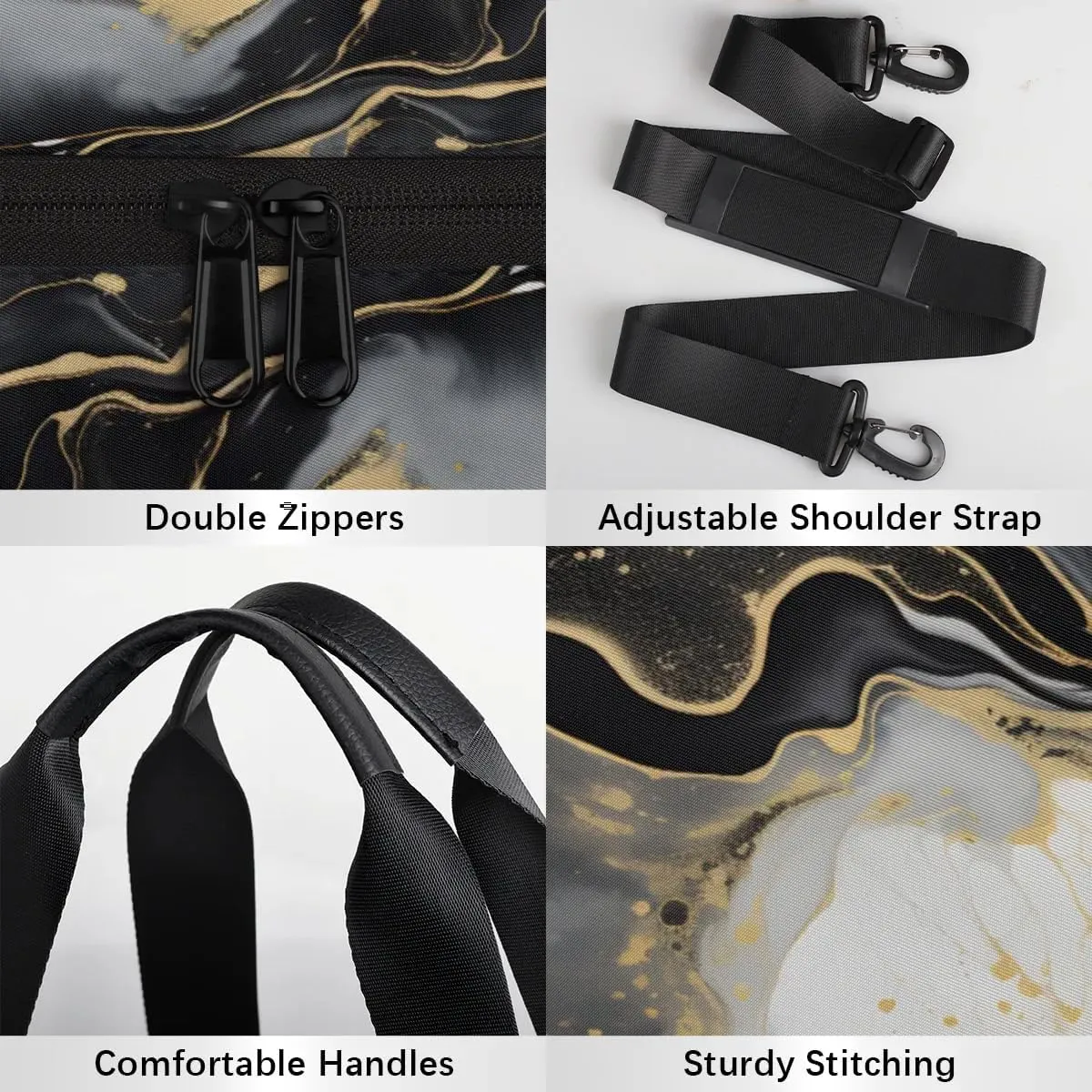 Gym Bags for Men Women Classic Marble Pattern Sports Duffel Bags Carry On Travel Duffle Bag with Detachable Adjustable Shoulder Strap Overnight Weekender Bag