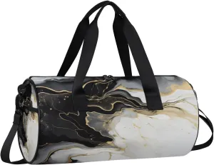 Gym Bags for Men Women Classic Marble Pattern Sports Duffel Bags Carry On Travel Duffle Bag with Detachable Adjustable Shoulder Strap Overnight Weekender Bag