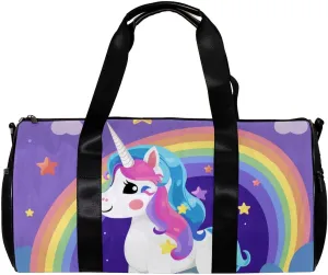 Gym Bags for Men,Travel Duffel Bags for Women,Cartoon Theme Rainbow Unicorn,Workout Bag