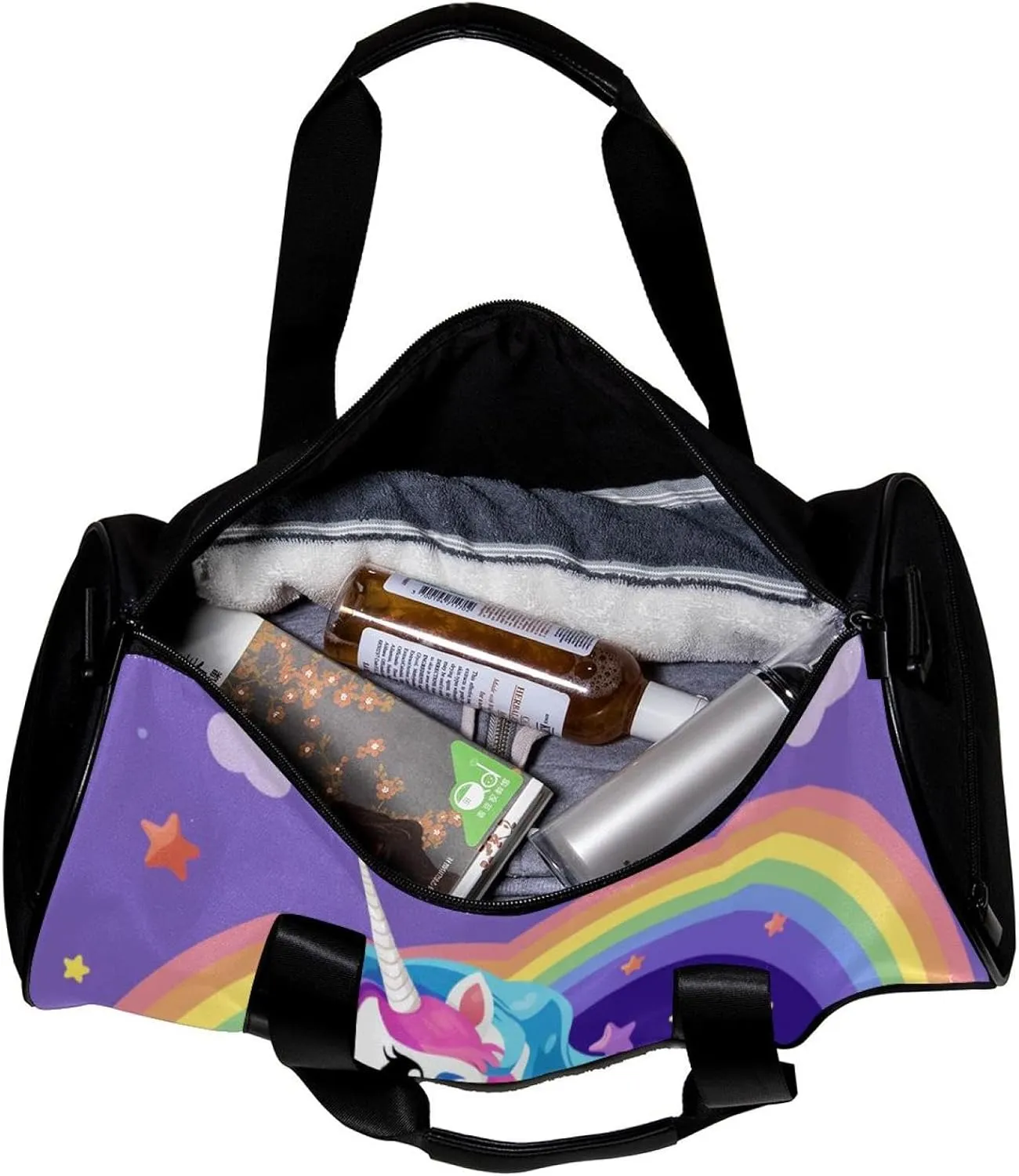 Gym Bags for Men,Travel Duffel Bags for Women,Cartoon Theme Rainbow Unicorn,Workout Bag
