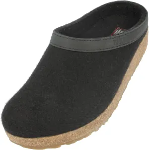 HAFLINGER Unisex GZL Leather Trimmed Wool Clogs, Black, 41EU