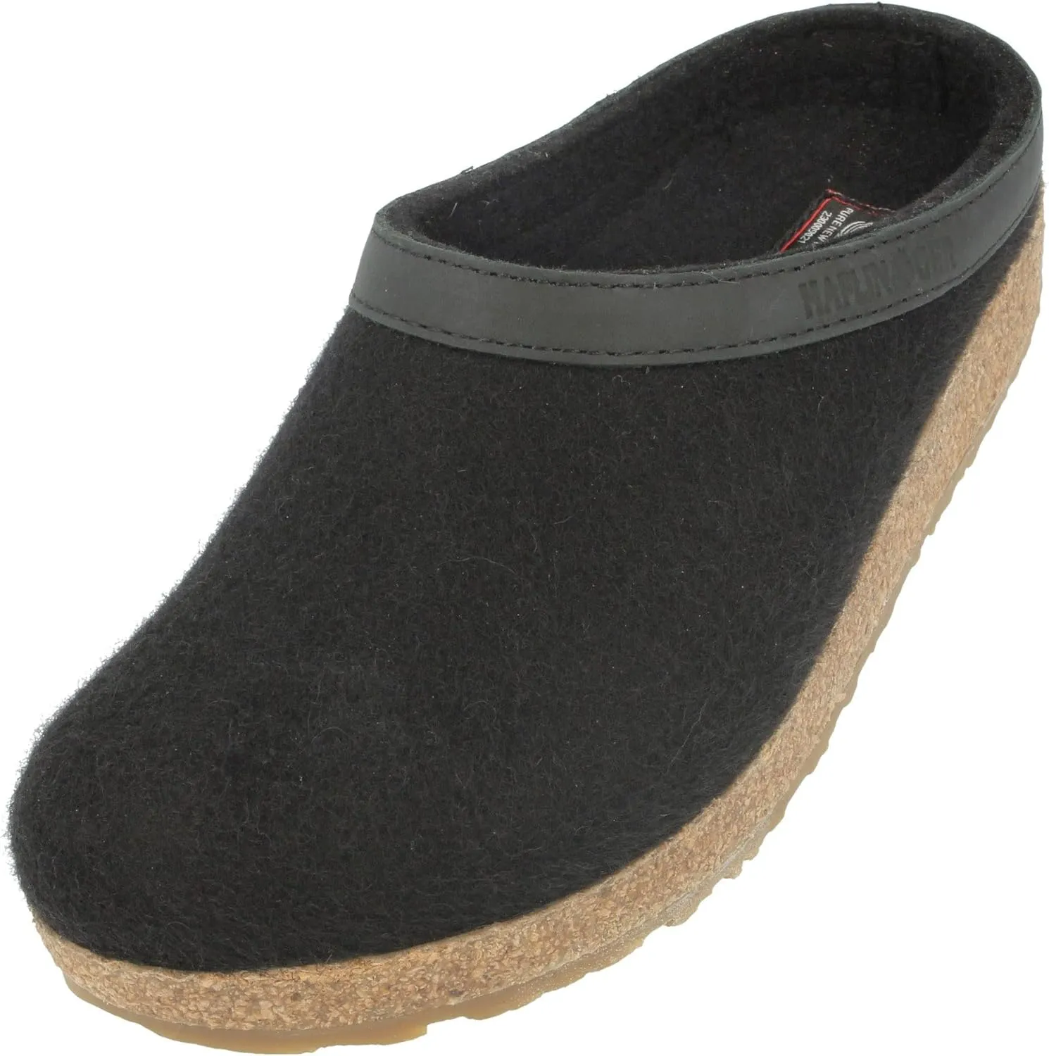 HAFLINGER Unisex GZL Leather Trimmed Wool Clogs, Black, 41EU