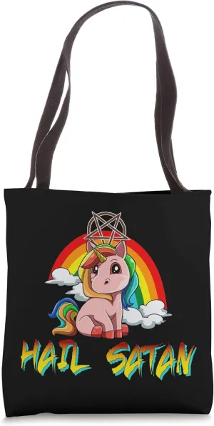 Hail Satan Unicorn Rainbow Tote Bag