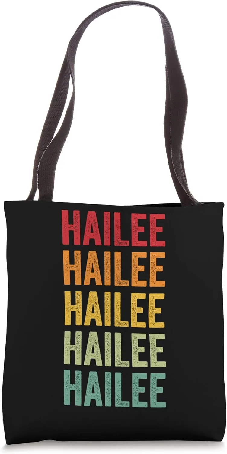 Hailee Rainbow Repetition of Hailee Name Text Tote Bag