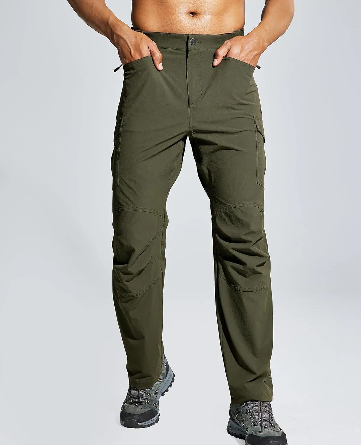 Haimont Men's Lightweight Hiking Pants with 6 Pockets Nylon Quick Dry Outdoor Travel Cargo Pant for Men, Water Resistant