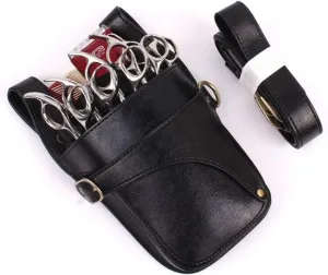 Hairdresser Scissor Bag Hair Scissor Holster Pouch with Waist Shoulder Belt for Shears, Combs, Clips(Black), 23x10cm