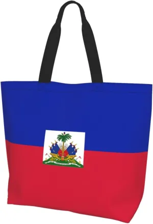 Haiti Flag Haitian Women Shoulder Bag Shopping Tote Bags Reusable Handbag For Beach Outdoor