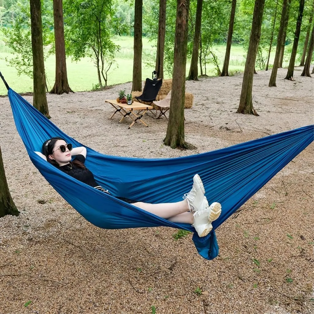 Hamock Outdoor Camping Parachute Nylon Cloth Single Double Outdoor Camping Cycling Indoor Leisure Outdoor Hammock Hanmock(A,B)