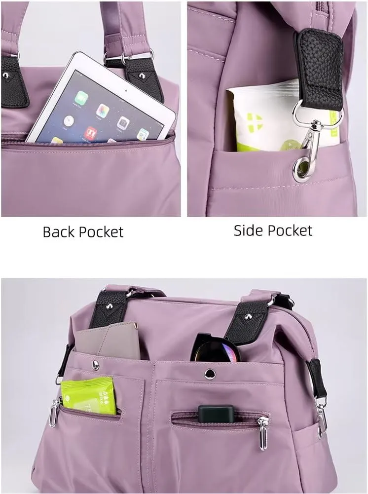 Handbag for Women Waterproof Nylon Satchel Handbag Large Capacity Travel Tote Bag Multi-pocket Shoulder Bag Mommy Bag