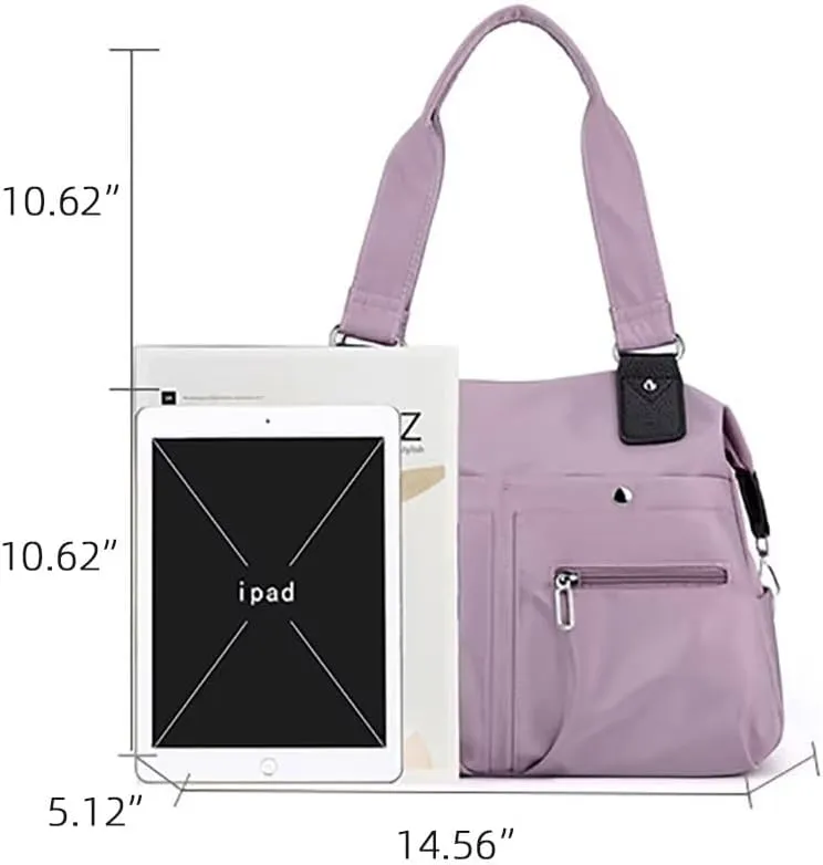 Handbag for Women Waterproof Nylon Satchel Handbag Large Capacity Travel Tote Bag Multi-pocket Shoulder Bag Mommy Bag