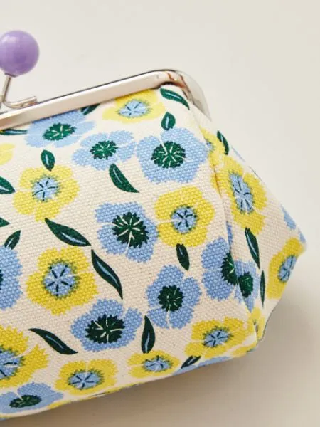 HANPU Canvas Barrel Shaped Floral GAMAGUCHI Purse