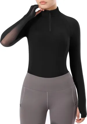 Harrison Howard Equestrian Tops Female Long Sleeve Half Mesh Arm Design Quick-Dry Summer Top with Stylish Neckline