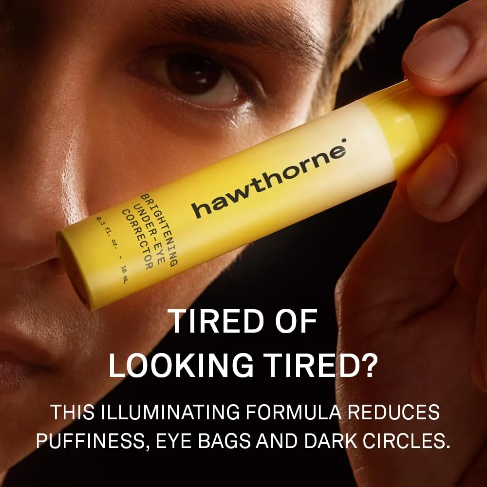 Hawthorne Men’s Brightening Eye Cream for Dark Circles. Under Eye Treatment for Men. Reduce Puffiness, Eye Bags, and Wrinkles with Natural Caffeine, Cucumber, Peptides, and Vitamin C. 0.3 Ounce