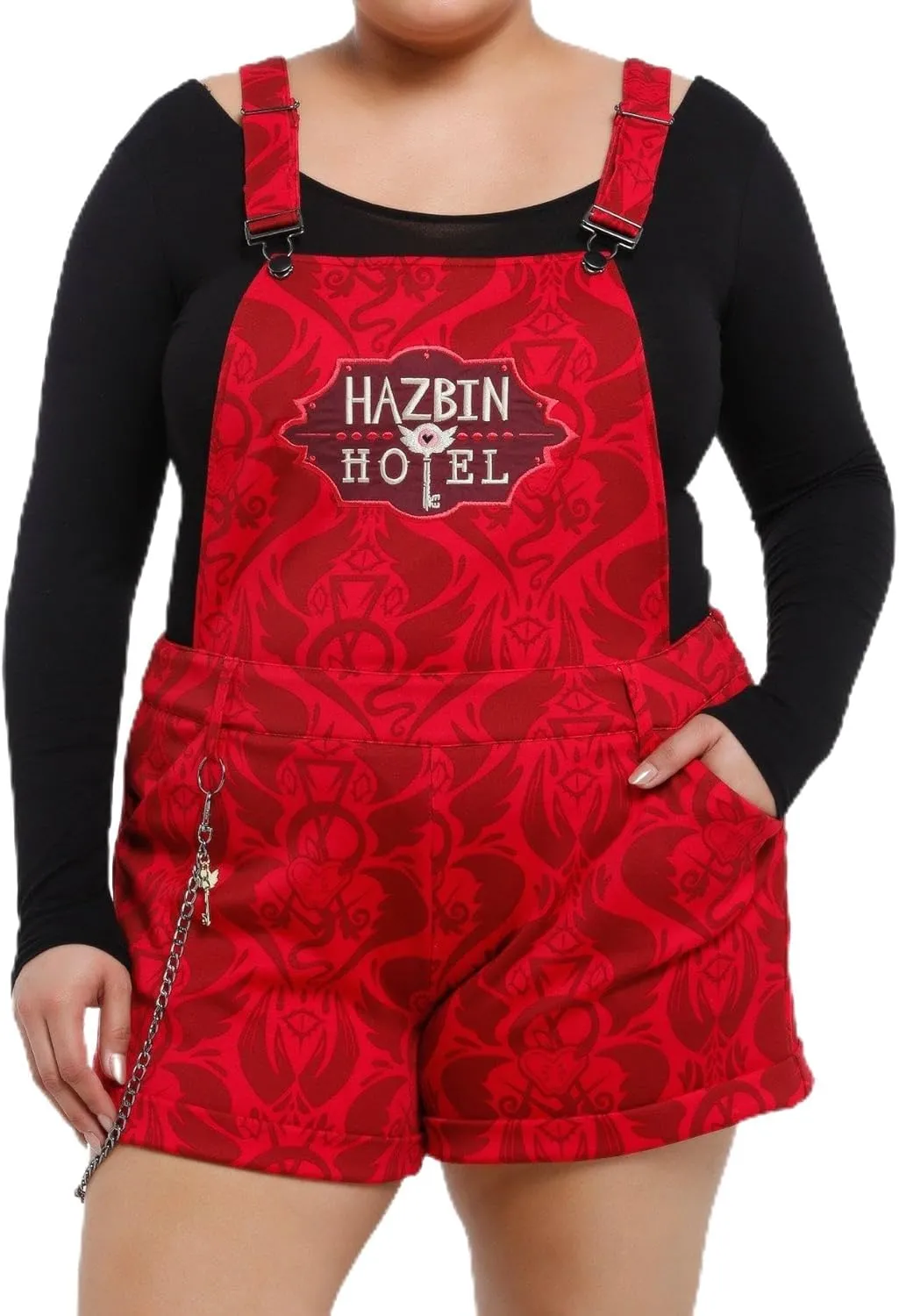 Hazbin Hotel Wallpaper Scuba Shortalls Plus Size MULTI