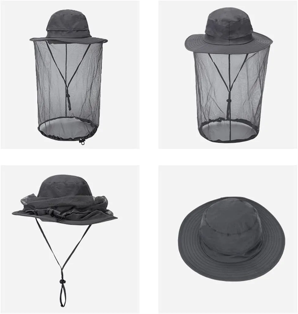 Head Net Hat Nylon Mesh Mosquito Net Sun Hat Face Cover Outdoor Fishing Hiking Camping Gardening