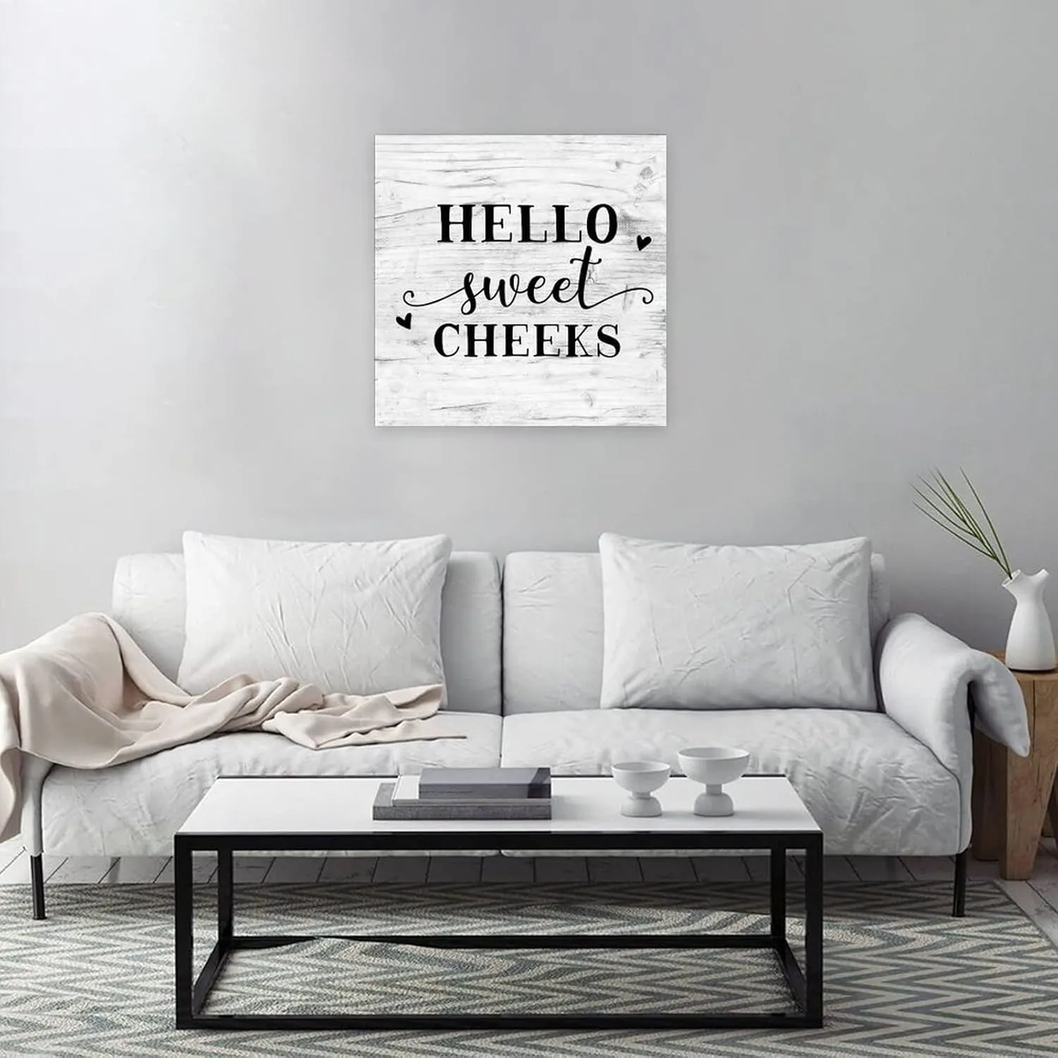 Hello Swee Cheek Positive Canvas Wall Art Decor Country Wall Décor Housewarming Gift for Entryway Dinning Room 12x12 Inch