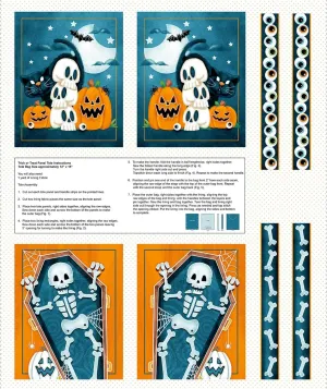 Henry Glass Welcome Foolish Mortals 36.5" Treat Bag Panel Glow in The Dark Multi, Fabric by The Panel