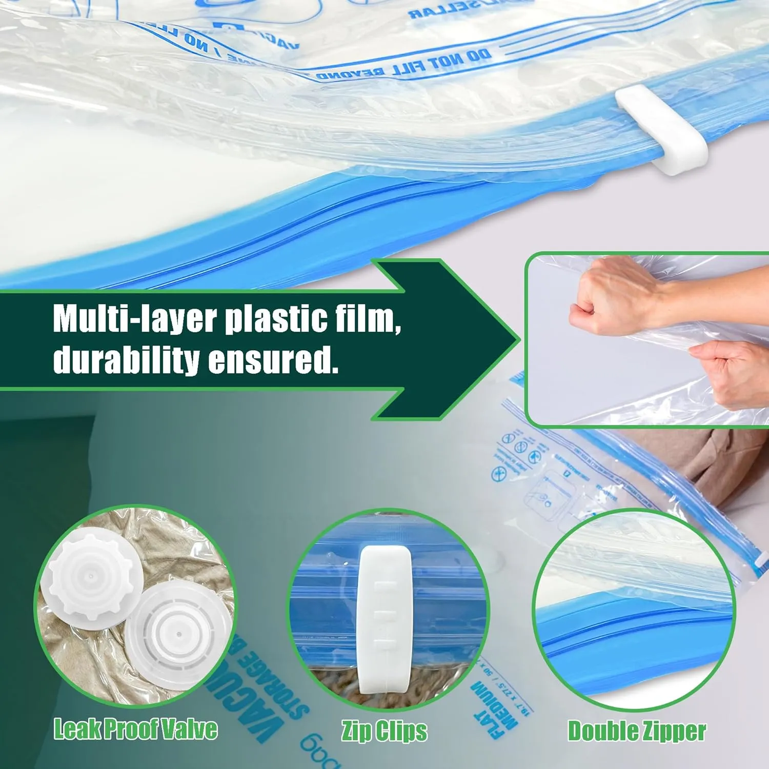 HIBAG Vacuum Storage Bags with Electric Pump, 30 Pack Vacuum Seal Space Saver Bag for Clothes, Clothing, Pillows, Blanket Bedding Comforters