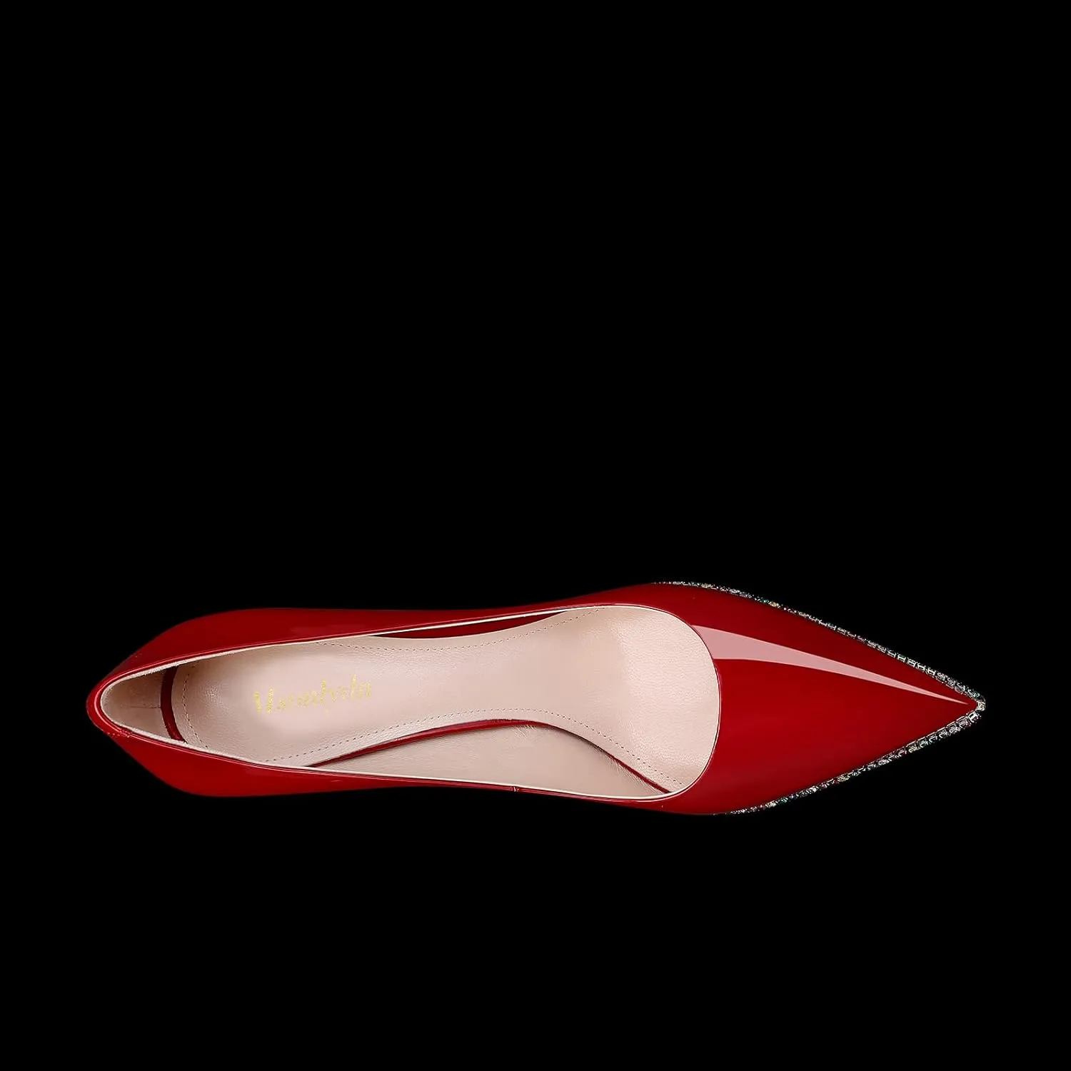 High Heels Business Women Patent Heels Pointed Toe Suede Pumps Women Leather Heels Diamond for Wedding Bridal, 3.74 inch