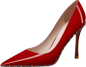 High Heels Business Women Patent Heels Pointed Toe Suede Pumps Women Leather Heels Diamond for Wedding Bridal, 3.74 inch
