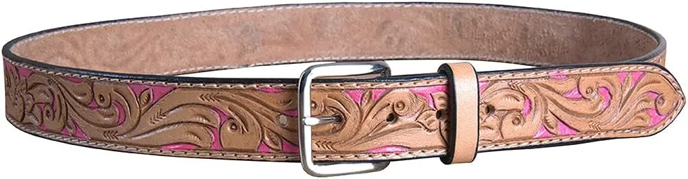 HILASON Western Genuine Leather Belt for Men Women Cowboy Cowgirl Handmade Unisex Full Grain Heavy Duty Floral Tooled Belt