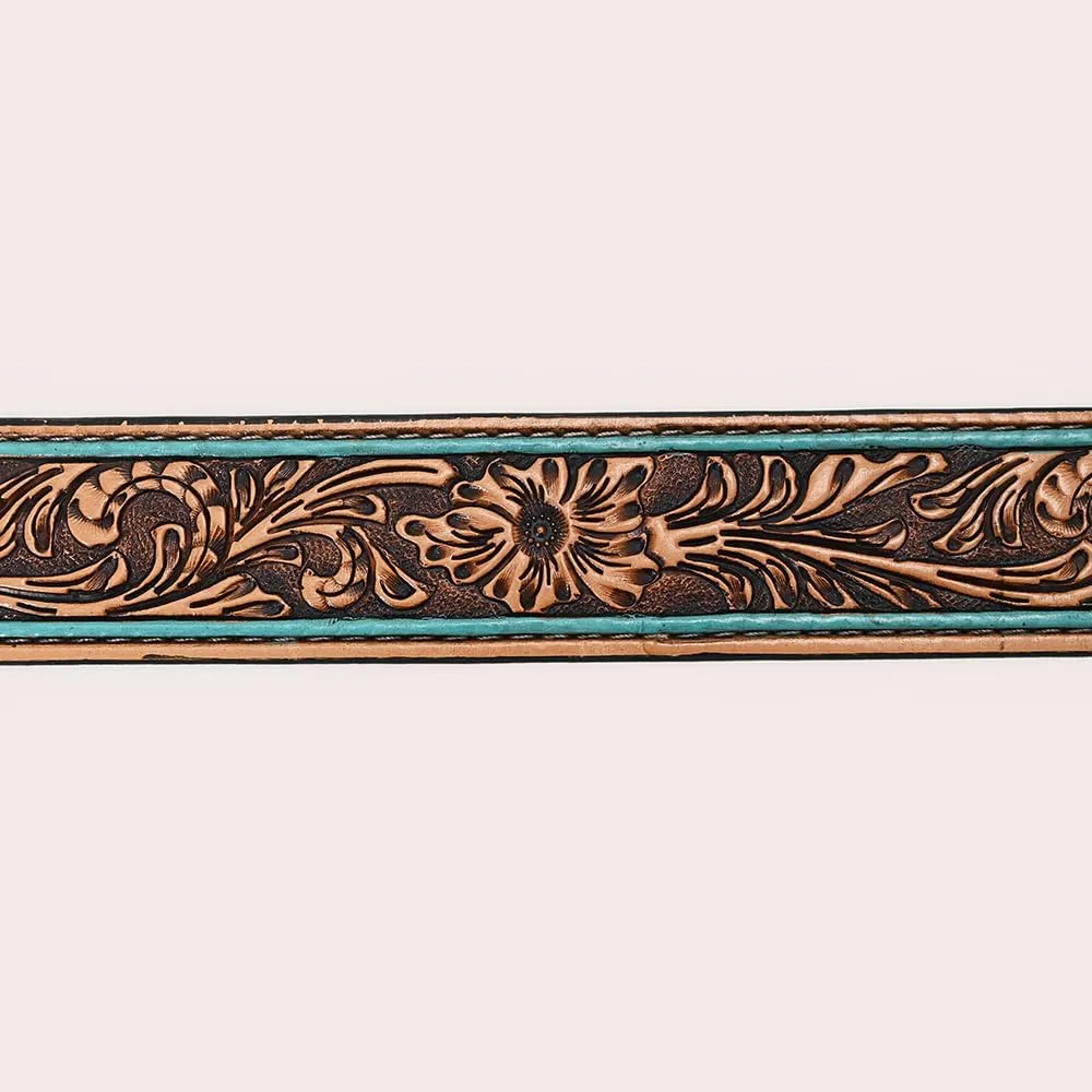 HILASON Western Genuine Leather Belt for Men Women Cowboy Cowgirl Handmade Unisex Full Grain Heavy Duty Floral Tooled Belt