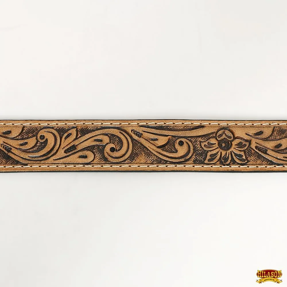 HILASON Western Genuine Leather Belt for Men Women Cowboy Cowgirl Handmade Unisex Full Grain Heavy Duty Floral Tooled Belt