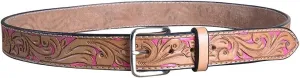 HILASON Western Genuine Leather Belt for Men Women Cowboy Cowgirl Handmade Unisex Full Grain Heavy Duty Floral Tooled Belt