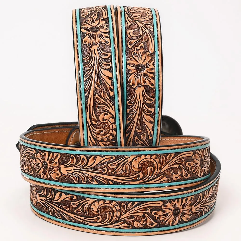 HILASON Western Genuine Leather Belt for Men Women Cowboy Cowgirl Handmade Unisex Full Grain Heavy Duty Floral Tooled Belt