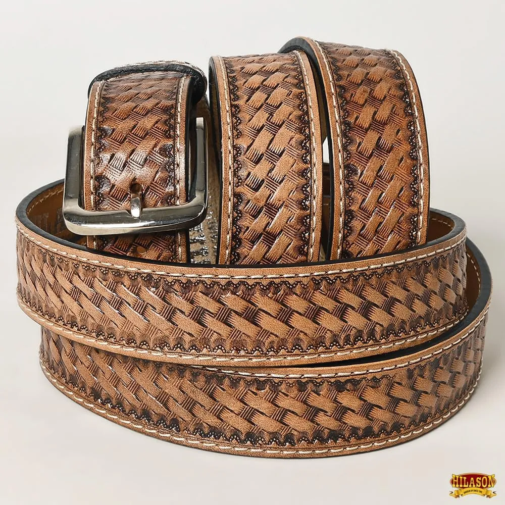 HILASON Western Genuine Leather Belt for Men Women Cowboy Cowgirl Handmade Unisex Full Grain Heavy Duty Tooled Belt for Jeans