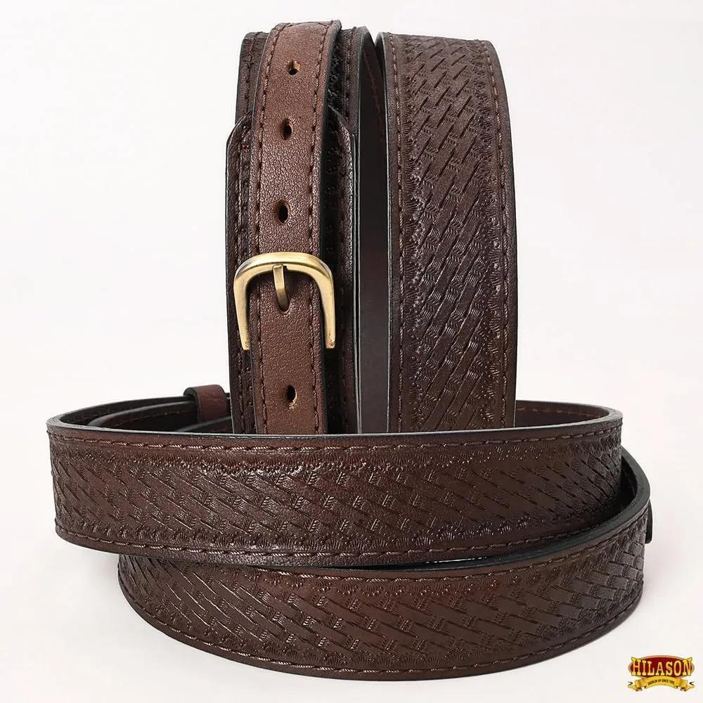 HILASON Western Genuine Leather Belt for Men Women Cowboy Cowgirl Handmade Unisex Full Grain Heavy Duty Tooled Belt for Jeans