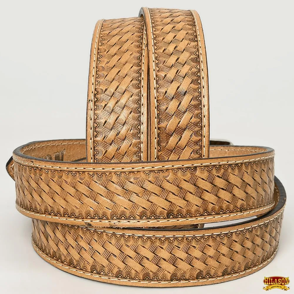 HILASON Western Genuine Leather Belt for Men Women Cowboy Cowgirl Handmade Unisex Full Grain Heavy Duty Tooled Belt for Jeans