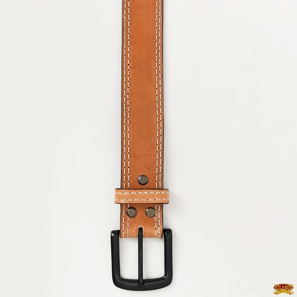 HILASON Western Genuine Leather Belt for Men Women Cowboy Cowgirl Handmade Unisex Full Grain Heavy Duty Tooled Belt for Jeans