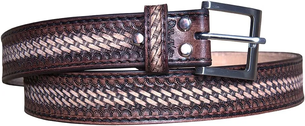 HILASON Western Genuine Leather Belt for Men Women Cowboy Cowgirl Handmade Unisex Full Grain Heavy Duty Tooled Belt for Jeans