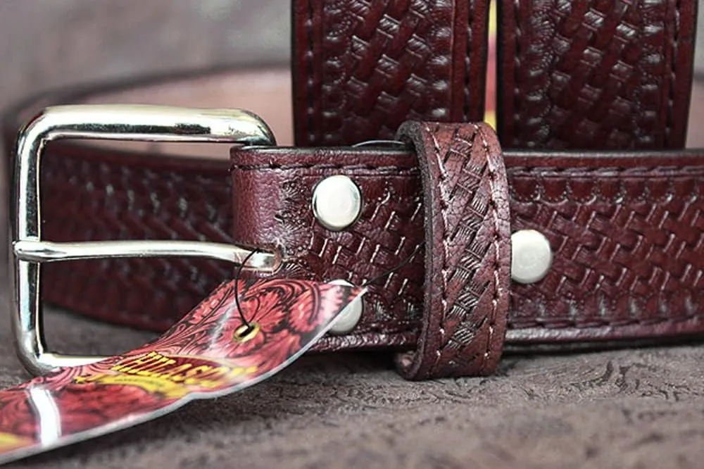HILASON Western Genuine Leather Belt for Men Women Cowboy Cowgirl Handmade Unisex Full Grain Heavy Duty Tooled Belt for Jeans