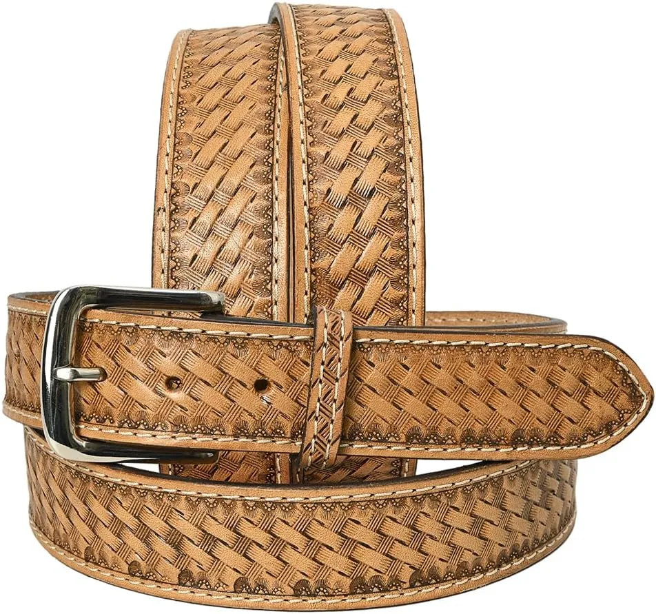 HILASON Western Genuine Leather Belt for Men Women Cowboy Cowgirl Handmade Unisex Full Grain Heavy Duty Tooled Belt for Jeans