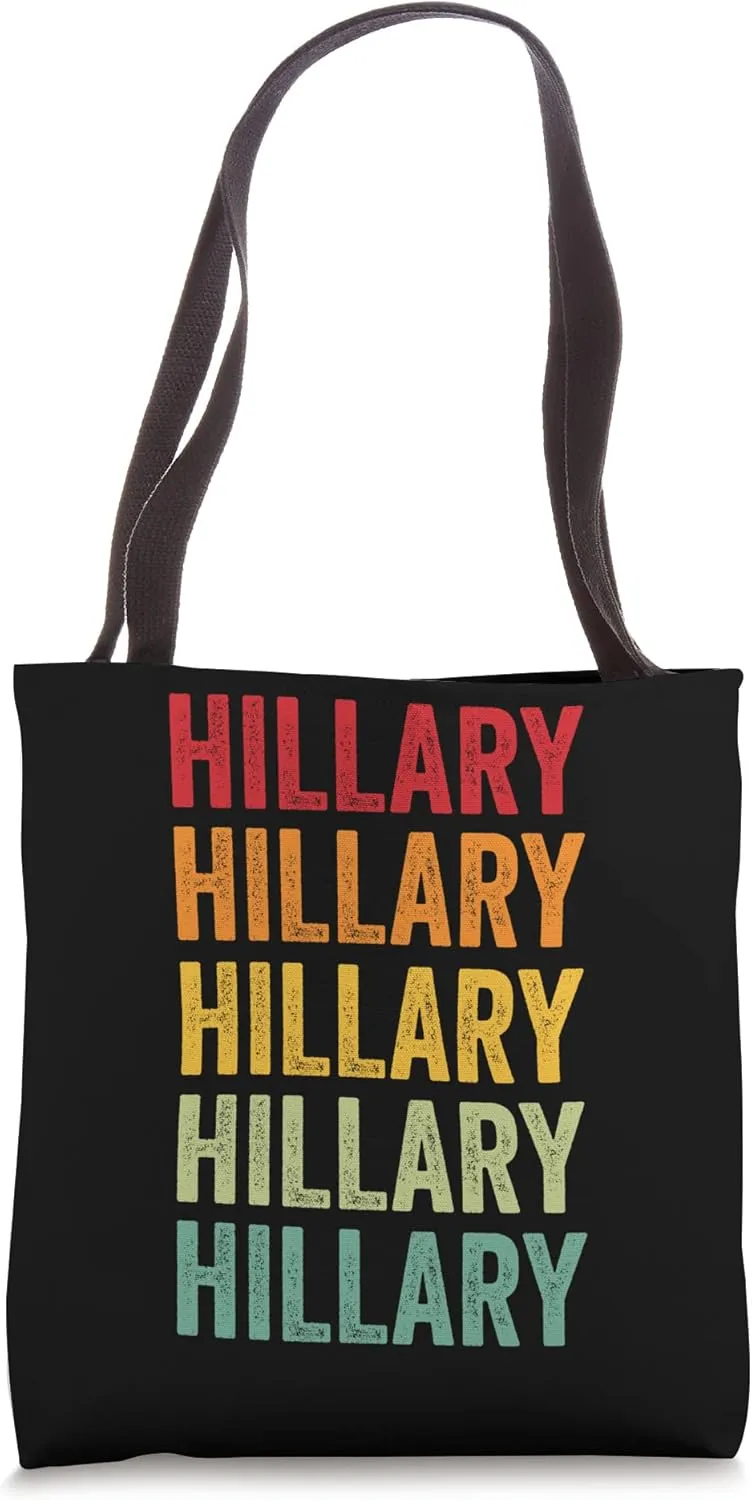 Hillary Rainbow Repetition of Hillary Name Text Tote Bag