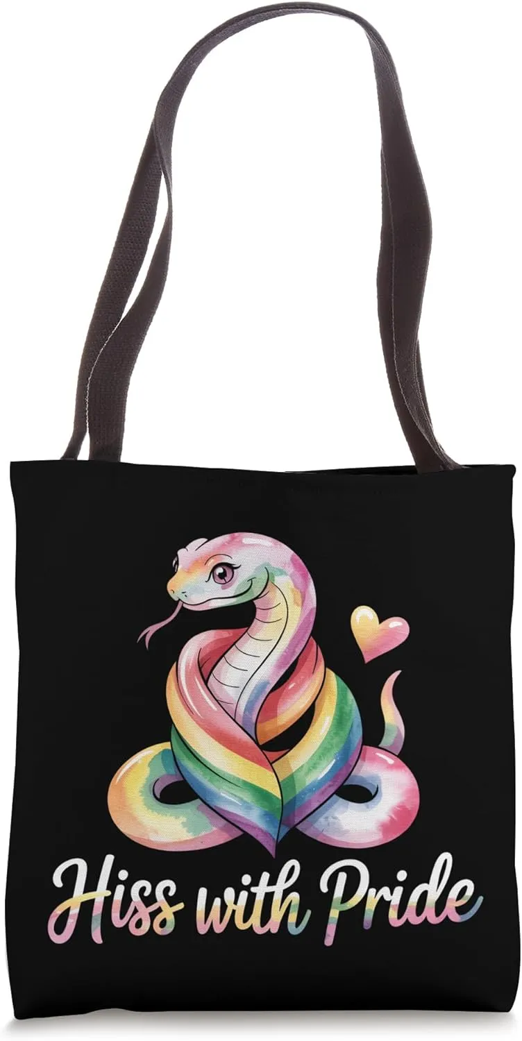 Hiss with Pride Rainbow Snake LGBTQ  Tote Bag