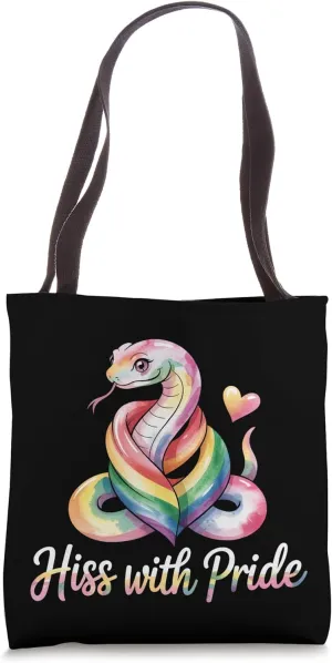 Hiss with Pride Rainbow Snake LGBTQ  Tote Bag