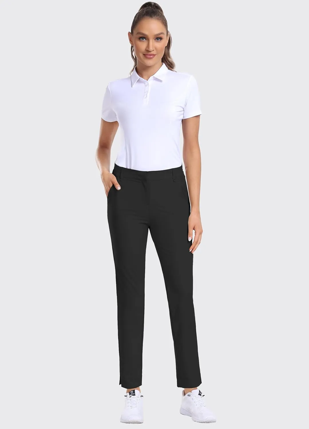 Hiverlay Womens Golf Pants Stretch Work Ankle Pants with Pockets Quick Dry Straight Business Casual Hiking Pants