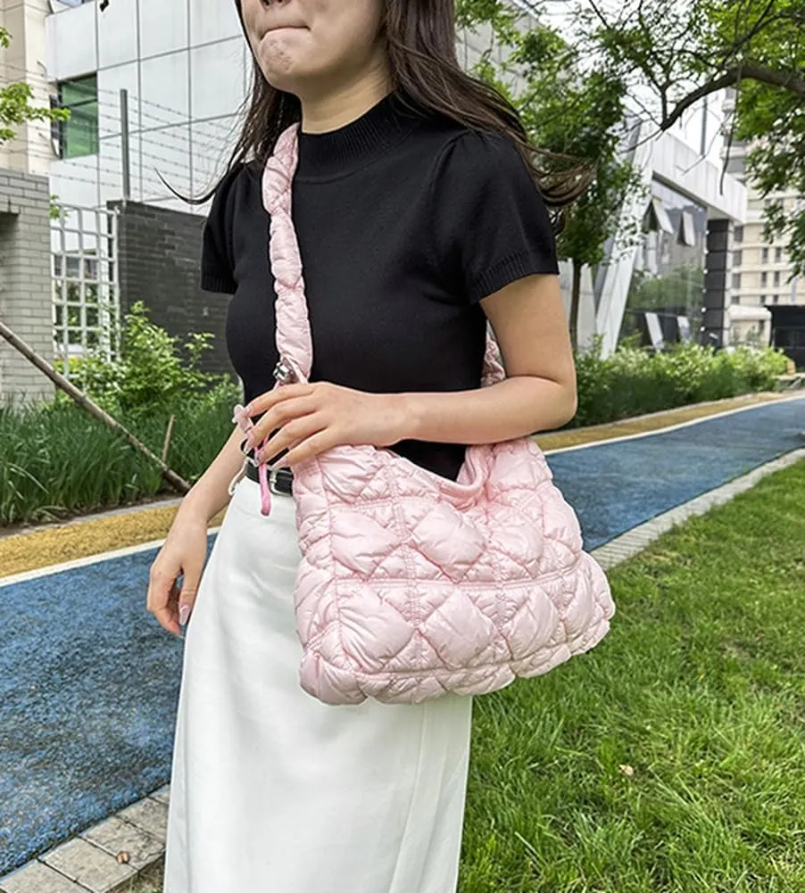Hobo Crossbody Bags for Women Nylon Underarm Bag Crossbody Purses for Women Trendy Purses for Women 2024 Pleated Shoulder Bag
