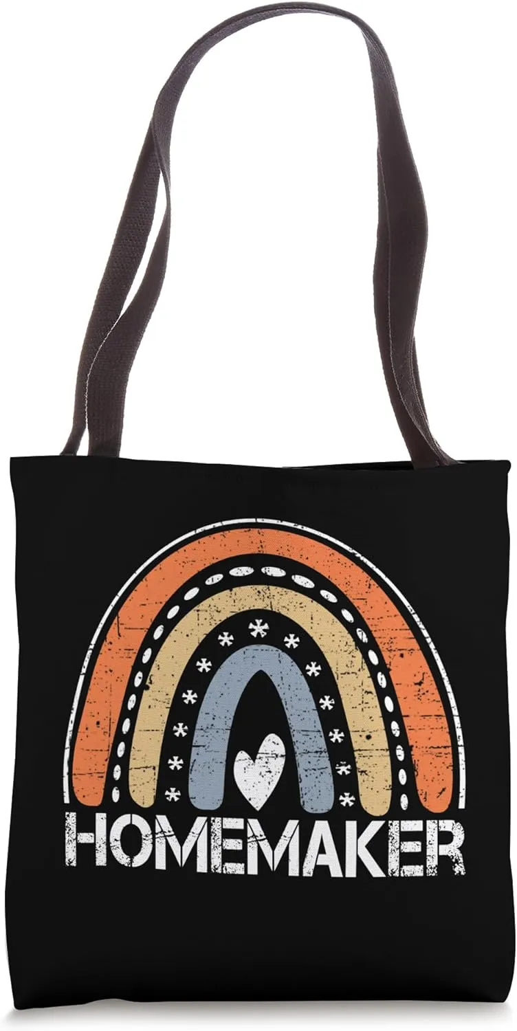 Homemaker Funny Job Title Worker Vintage Rainbow Homemaker Tote Bag