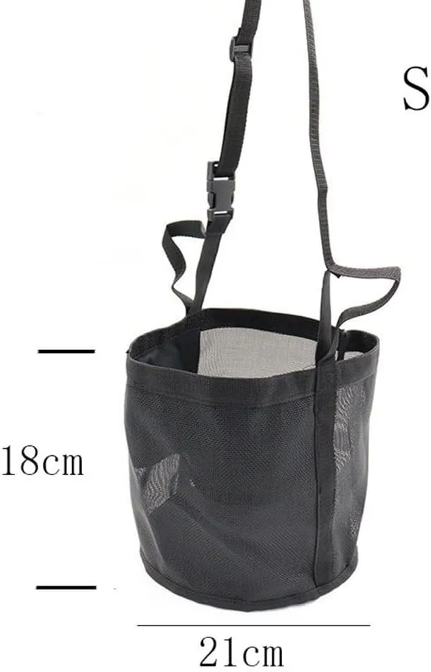 Horse Feed Bag, Mesh Slow Feeding Grain Hay Bag - Collapsible Ripstop Storage Bag Adjustable Strap Neck and Nose for Pasture Trailers Training Horses (Blue,M)